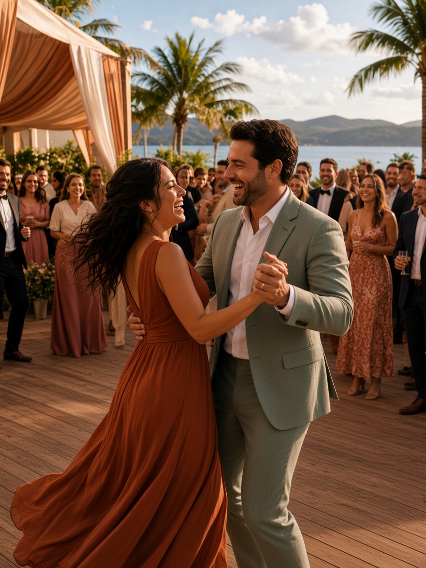 Casal dançando na festa